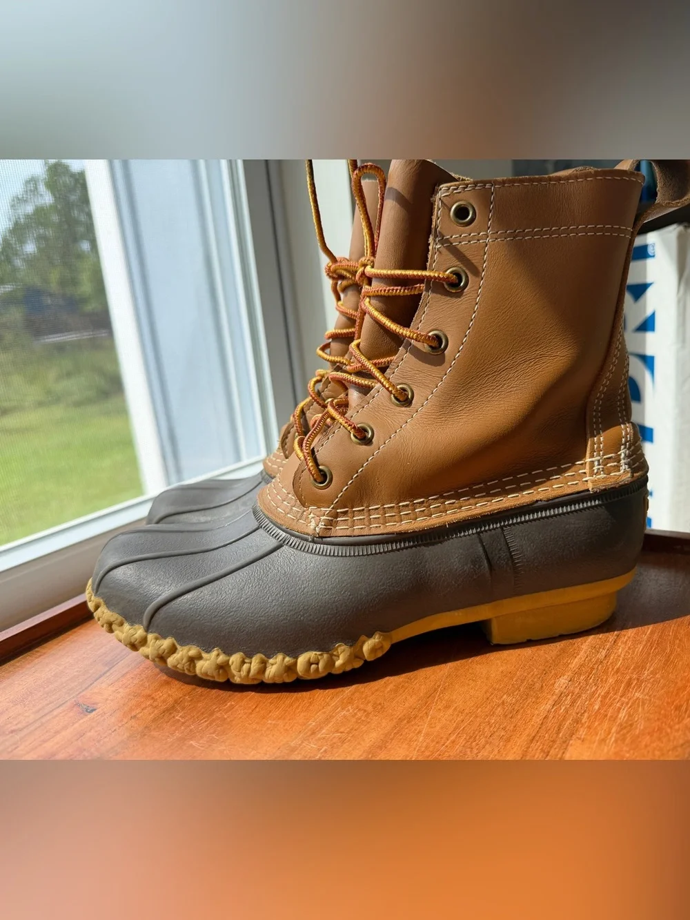 L.L. Bean Women's Two-Tone Tan and Dark Gray Winter Rain Boots